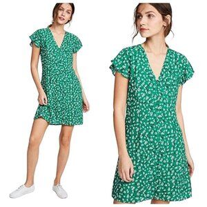 RAILS Helena Mini Dress Women’s Size XS Green Floral A-Line Flutter Sleeve